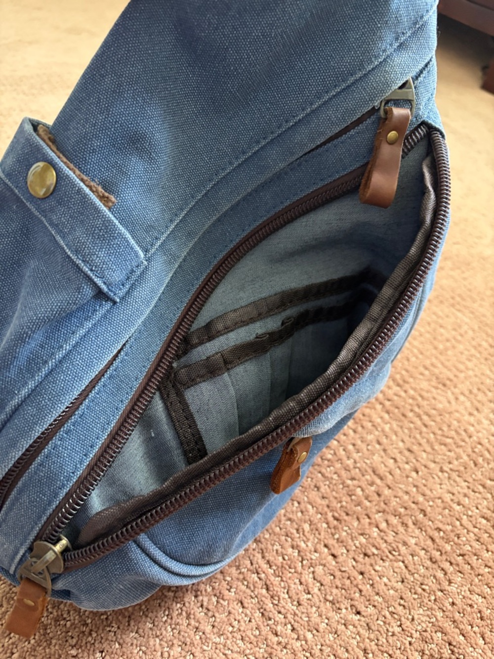 Denim Sling Backpack Bag - Picture 5 of 8